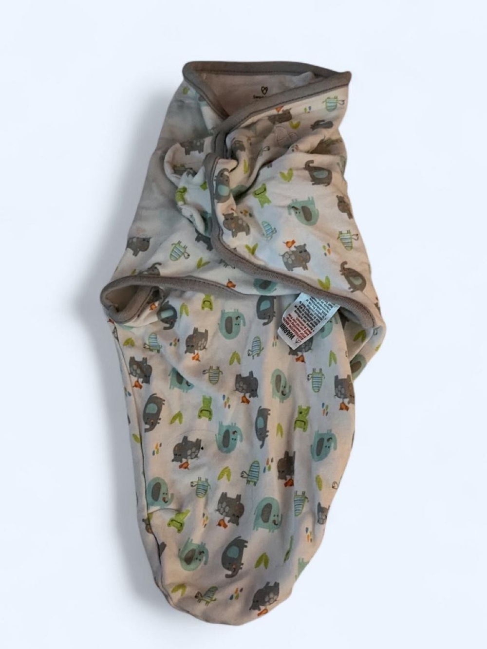 SwaddleMe Beige Baby Swaddle with Teal & Green Animal Print